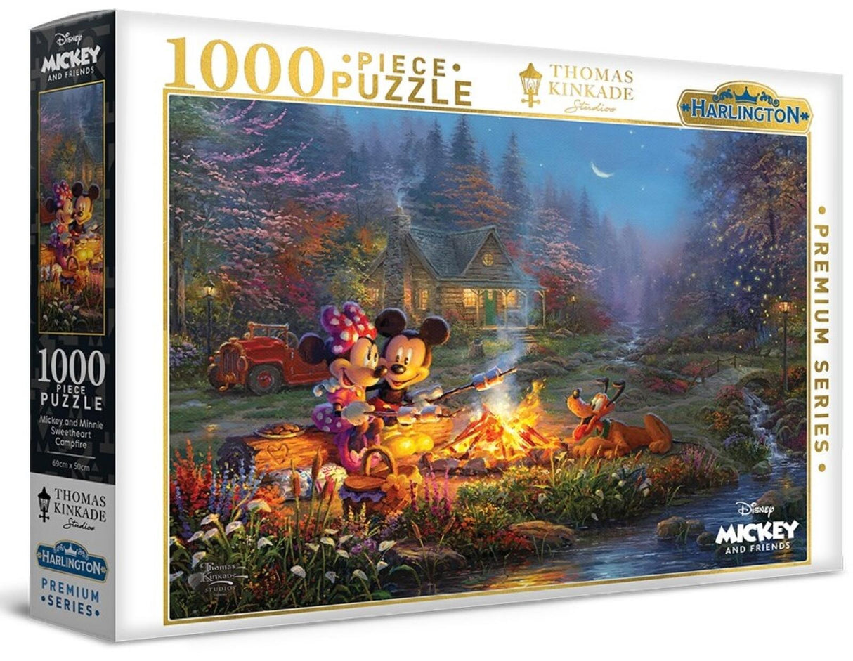 Harlington Thomas Kinkade PQ - Mickey & Minnie Sweetheart Campfire 1000 Piece Puzzle