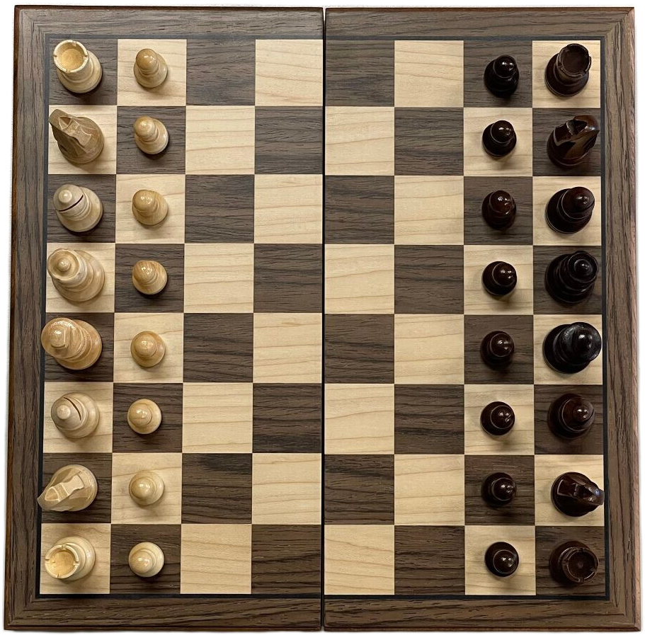 Dal Rossi Walnut Chess Set Inlaid (30cm)