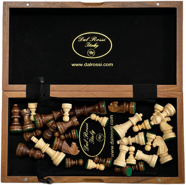 Dal Rossi Walnut Chess Set Inlaid (30cm)