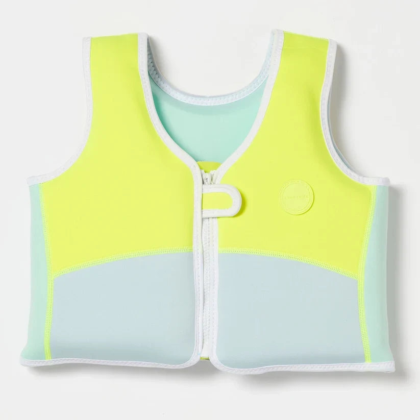 Sunnylife: Salty the Shark Swim Vest 3-6 Years - Aqua Neon Yellow