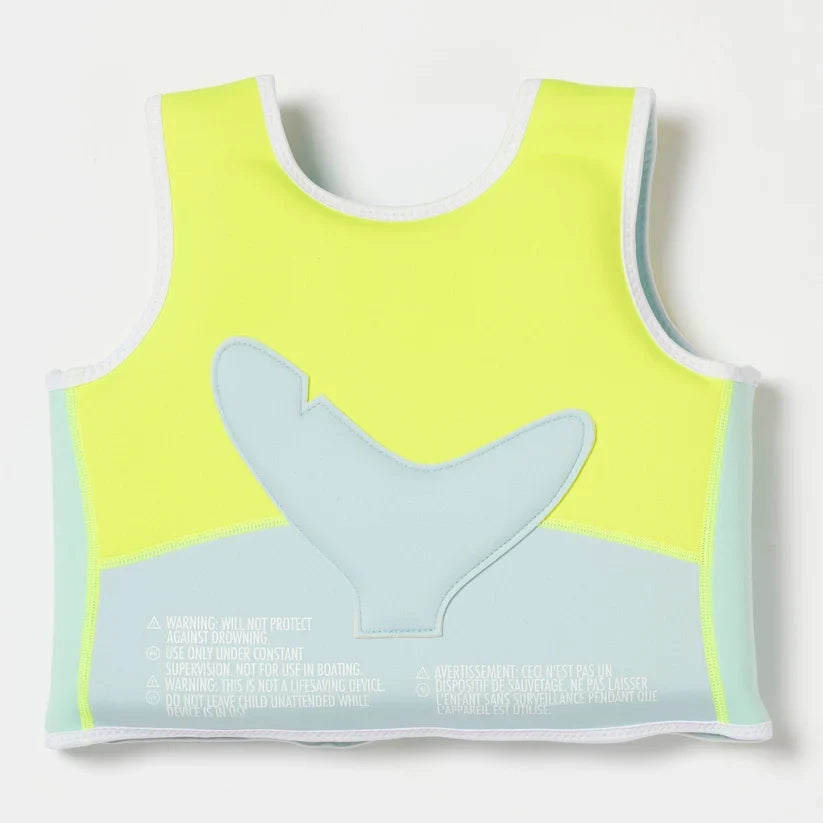 Sunnylife: Salty the Shark Swim Vest 3-6 Years - Aqua Neon Yellow