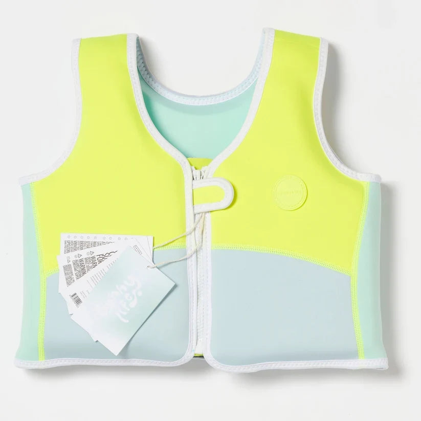 Sunnylife: Salty the Shark Swim Vest 3-6 Years - Aqua Neon Yellow