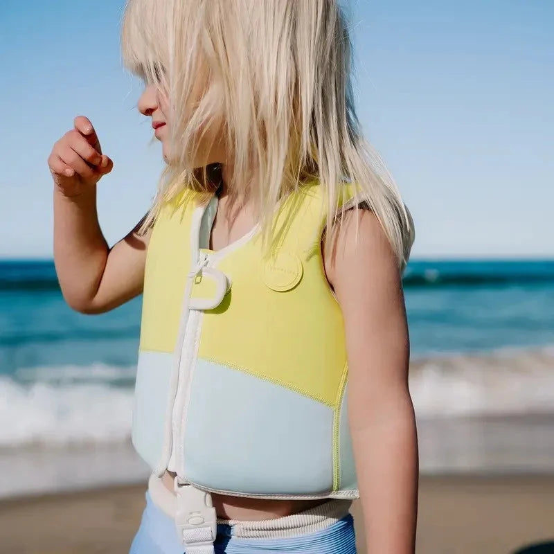 Sunnylife: Salty the Shark Swim Vest 2-3 Years - Aqua Neon Yellow