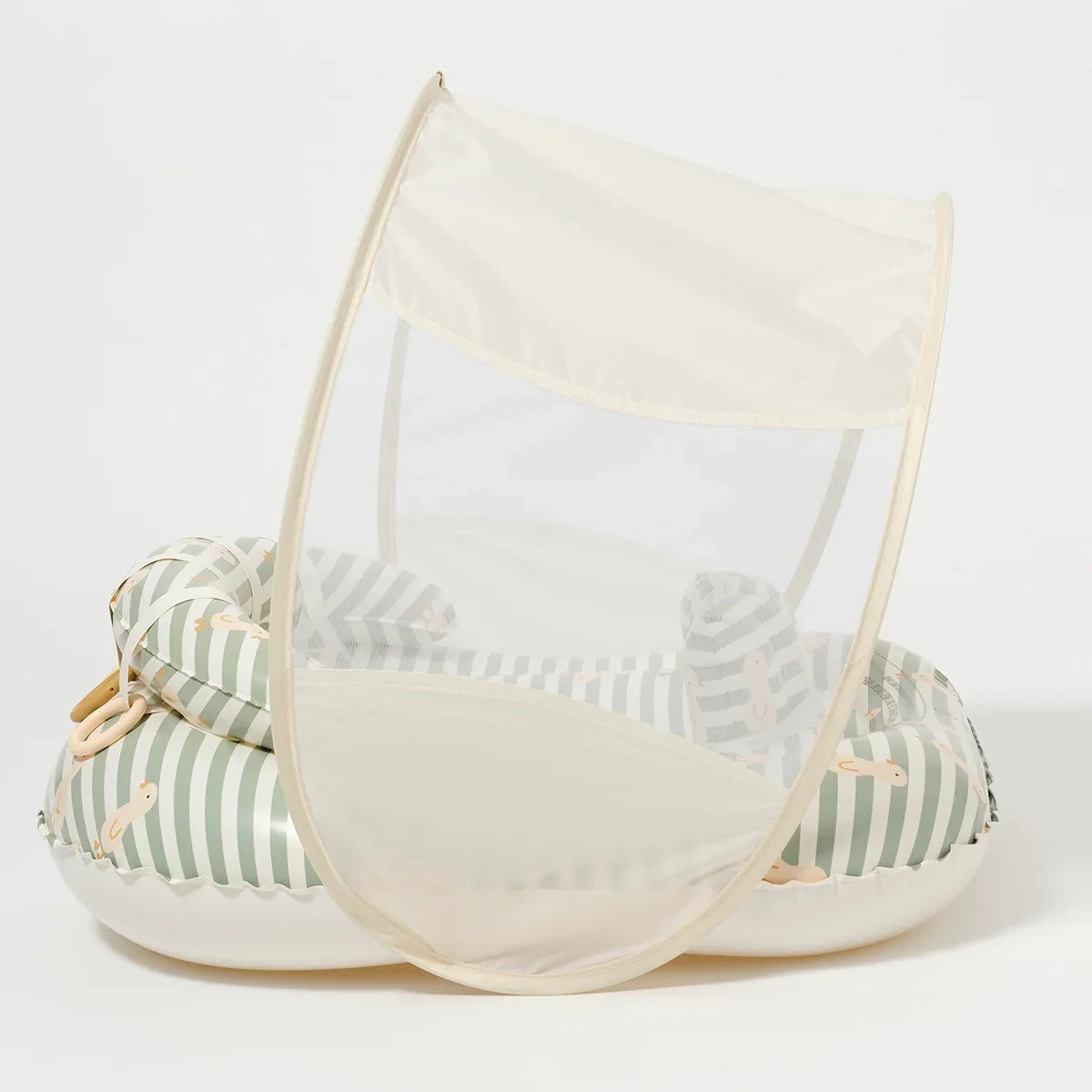 Sunnylife: Interactive Baby Float Duck - Sage Stripe