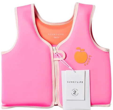 Sunnylife: Float Vest 3-6 Years Poppy the Peach - Neon Pink
