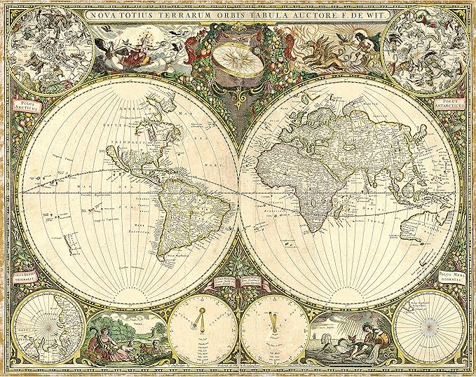Mindbogglers Gold 1500pc Puzzle - Vintage World Map