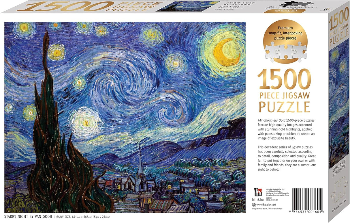 Mindbogglers Gold 1500pc Puzzle - Starry Night by Van Gogh