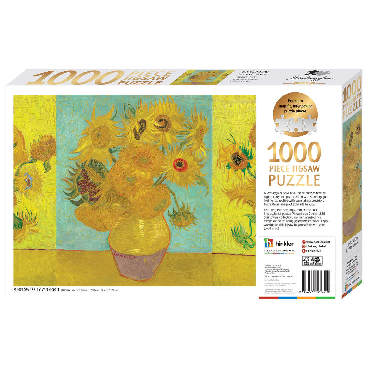 Mindbogglers Gold 1000pc Puzzle - Van Gogh Sunflowers