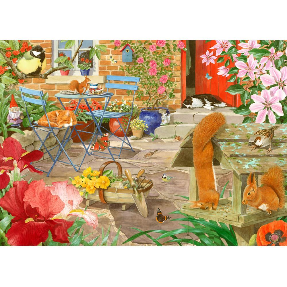 Garden Visitors - 1000 Piece Jigsaw Puzzle Squirrels on the Patio