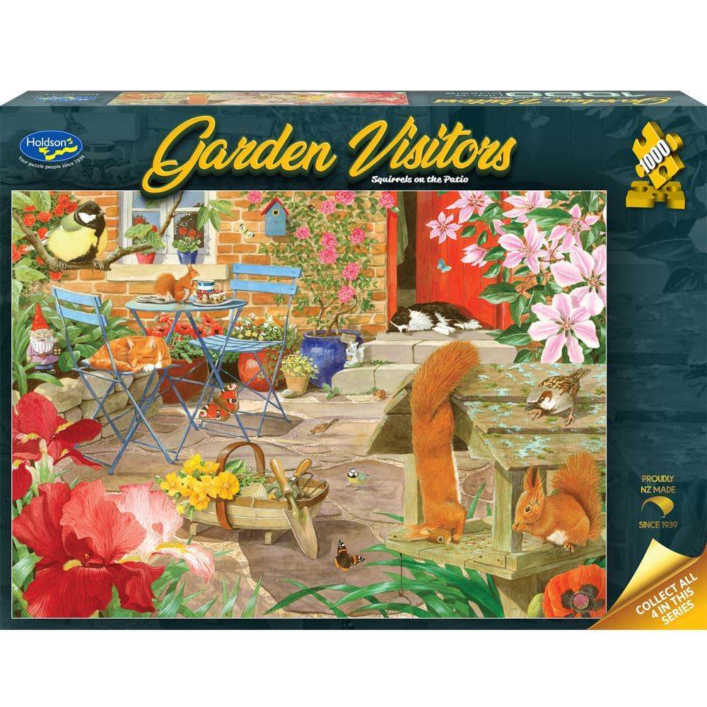Garden Visitors - 1000 Piece Jigsaw Puzzle Squirrels on the Patio