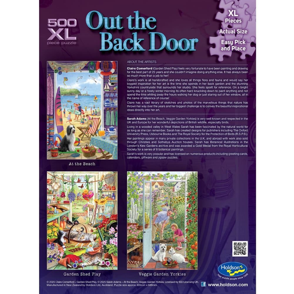 Out the Back Door: 500pc XL Puzzle Puzzle - Veggie Garden Yorkies