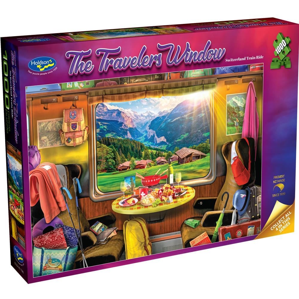 The Travelers Window: 1000pc Puzzle - Switerland Train Ride