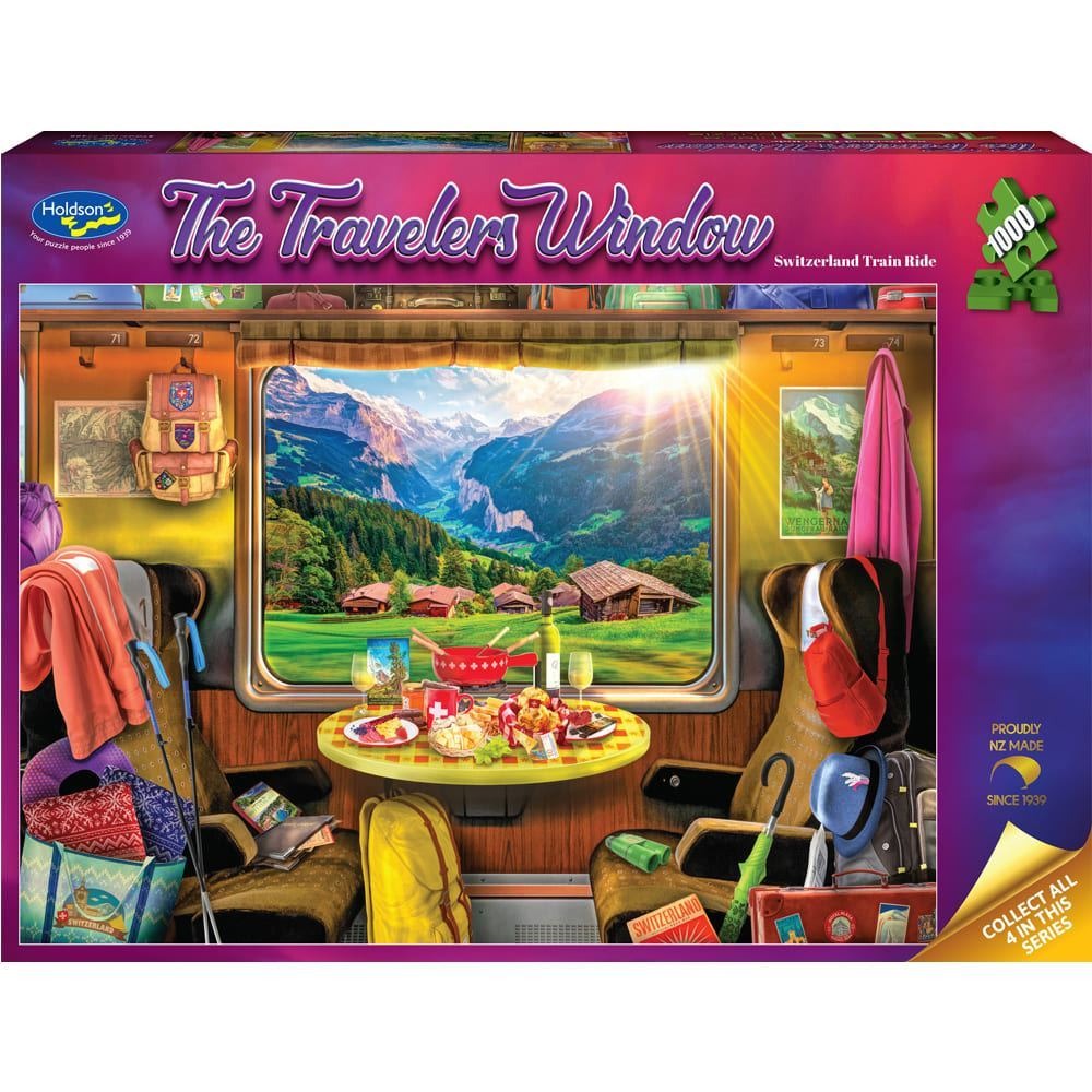 The Travelers Window: 1000pc Puzzle - Switerland Train Ride