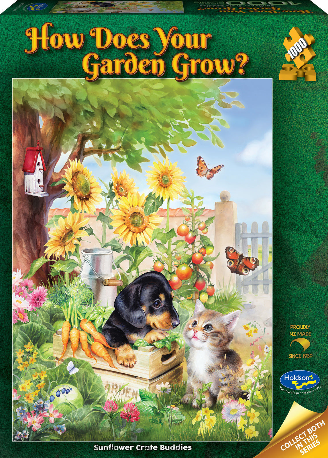 How does your Garden grow? - 1000 Piece Puzzle Sunflower Crate Buddies