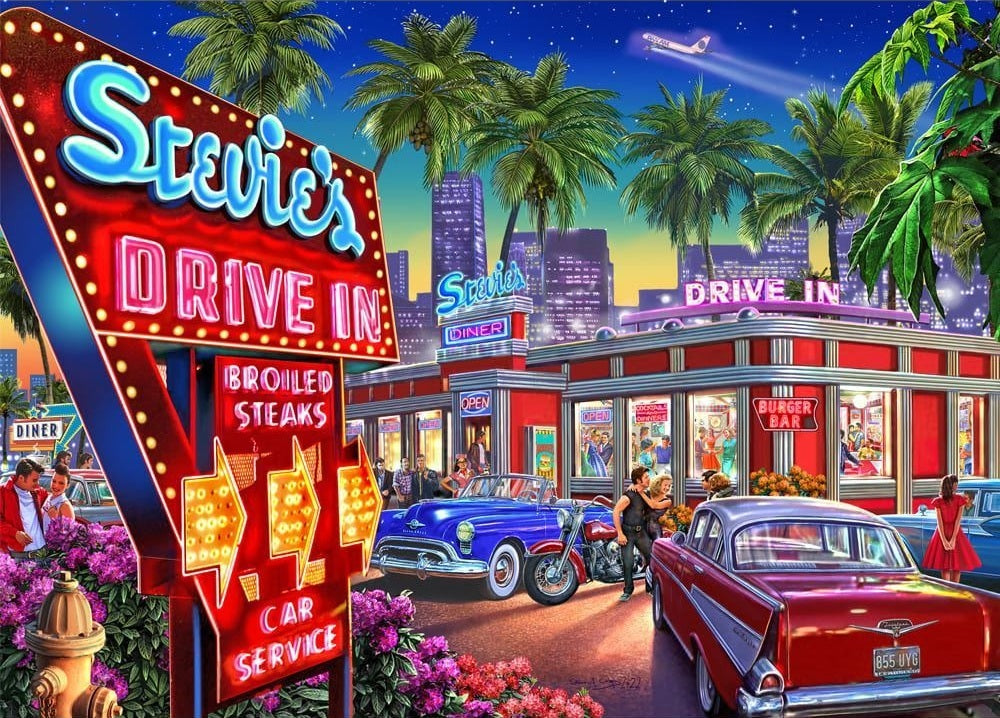 Park N Dine Series 2: 1000pc Puzzle - Stevies Drive in Diner