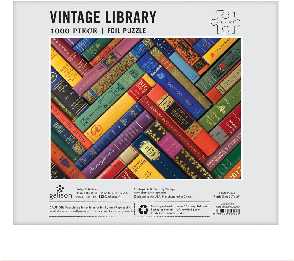 Galison Phat Dog Vintage Library Foil Stamped Jigsaw Puzzle - 1000 Piece