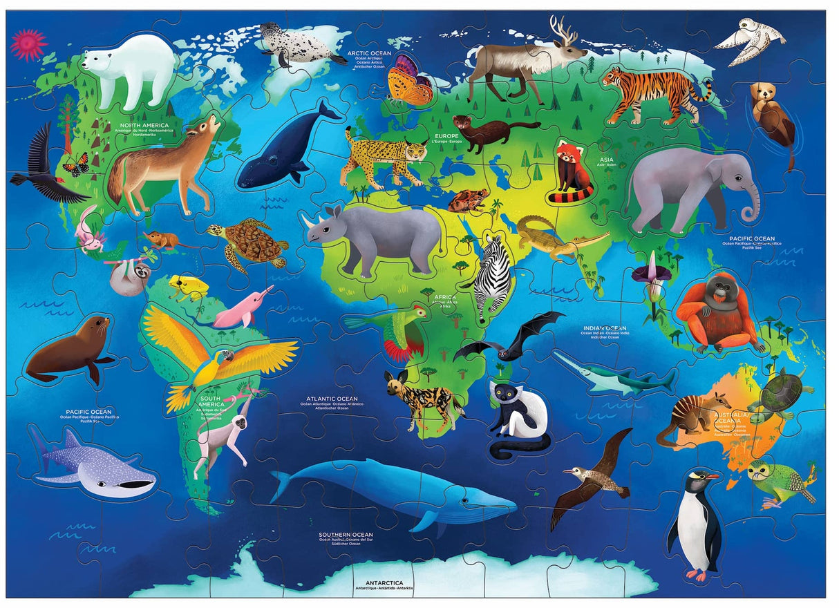 MudPuppy: Endangered Species Around the World 80 Piece Geography Puzzle