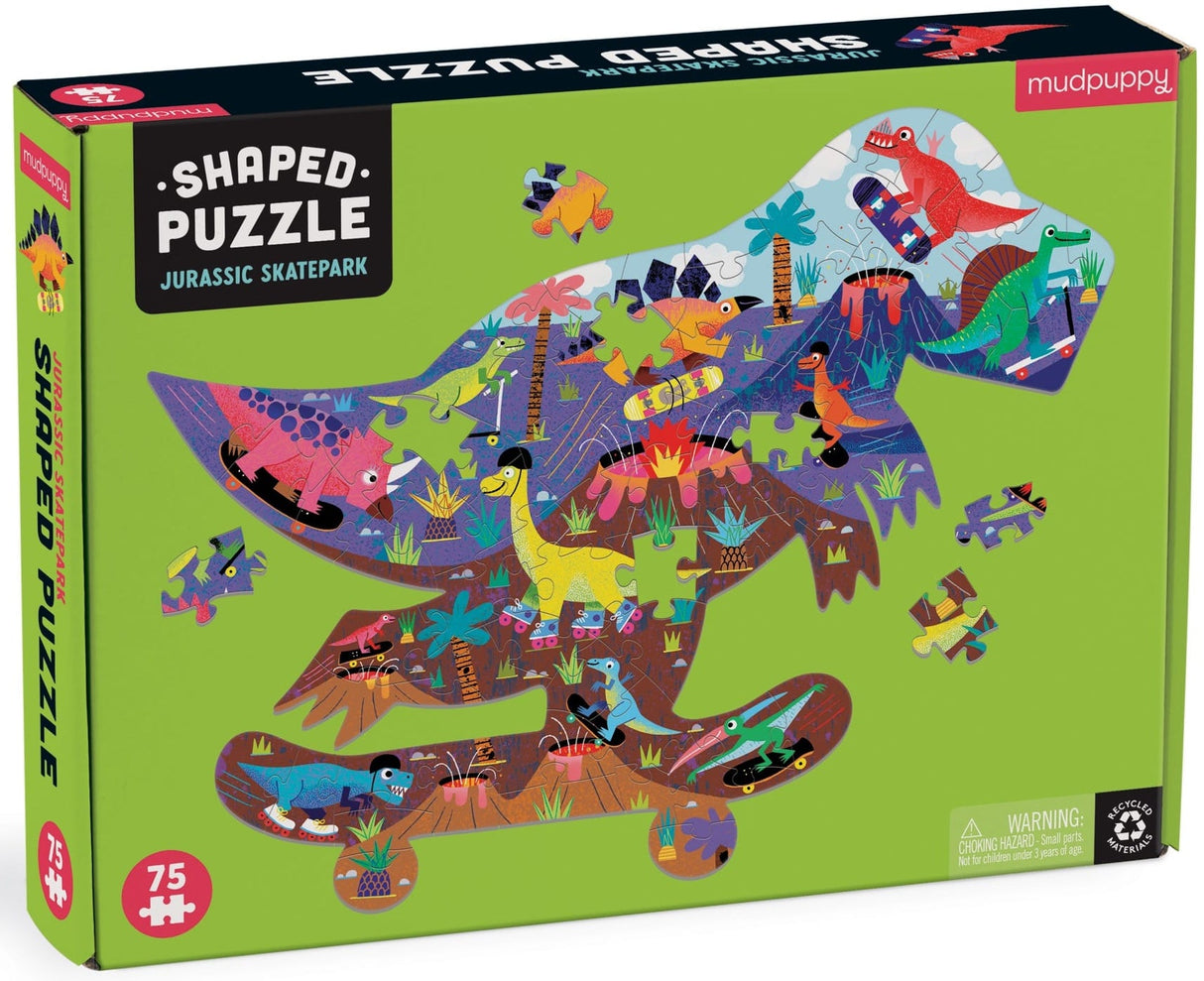 MudPuppy: Shaped Scene Puzzle - Jurassic Skatepark - 75pc Puzzle