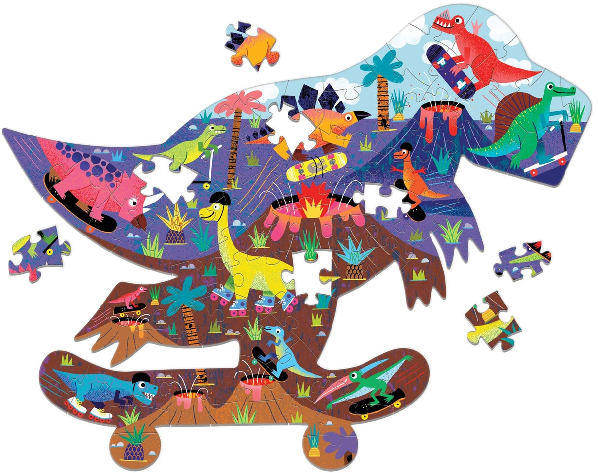 MudPuppy: Shaped Scene Puzzle - Jurassic Skatepark - 75pc Puzzle