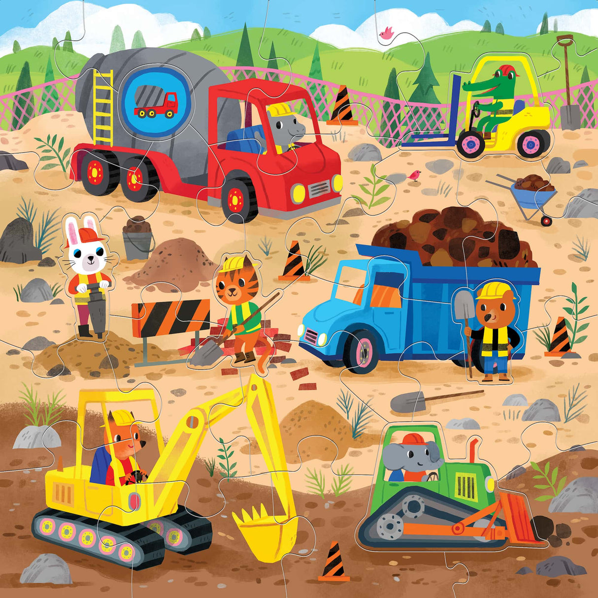 MudPuppy: Construction Site - 25 Piece Floor Puzzle with Shaped Pieces