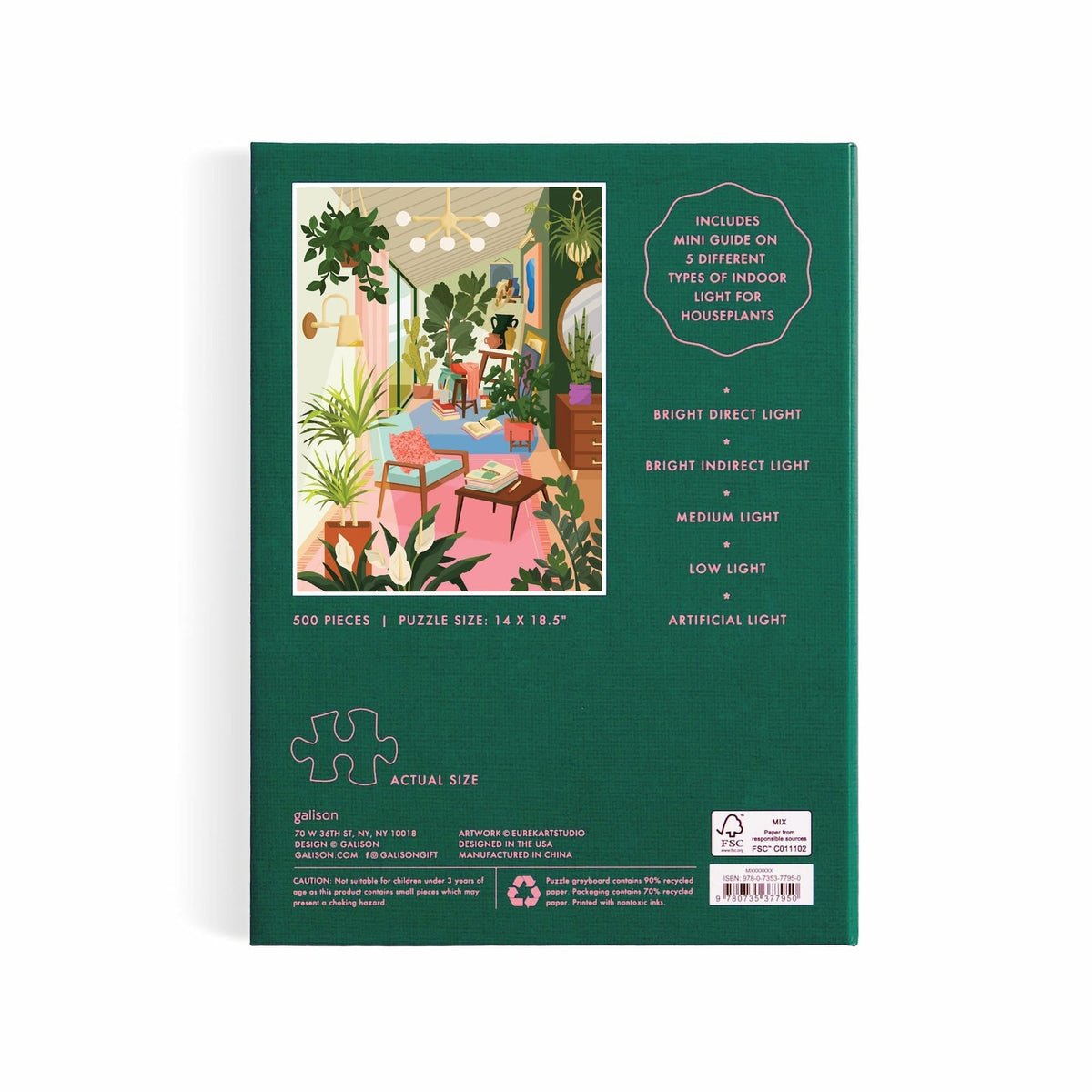 Galison Lighting 101: Houseplants Book Puzzle - 500 Piece