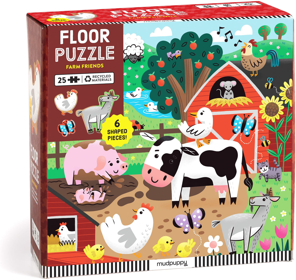MudPuppy: Farm Friends - 25 Piece Floor Puzzle with Shaped Pieces