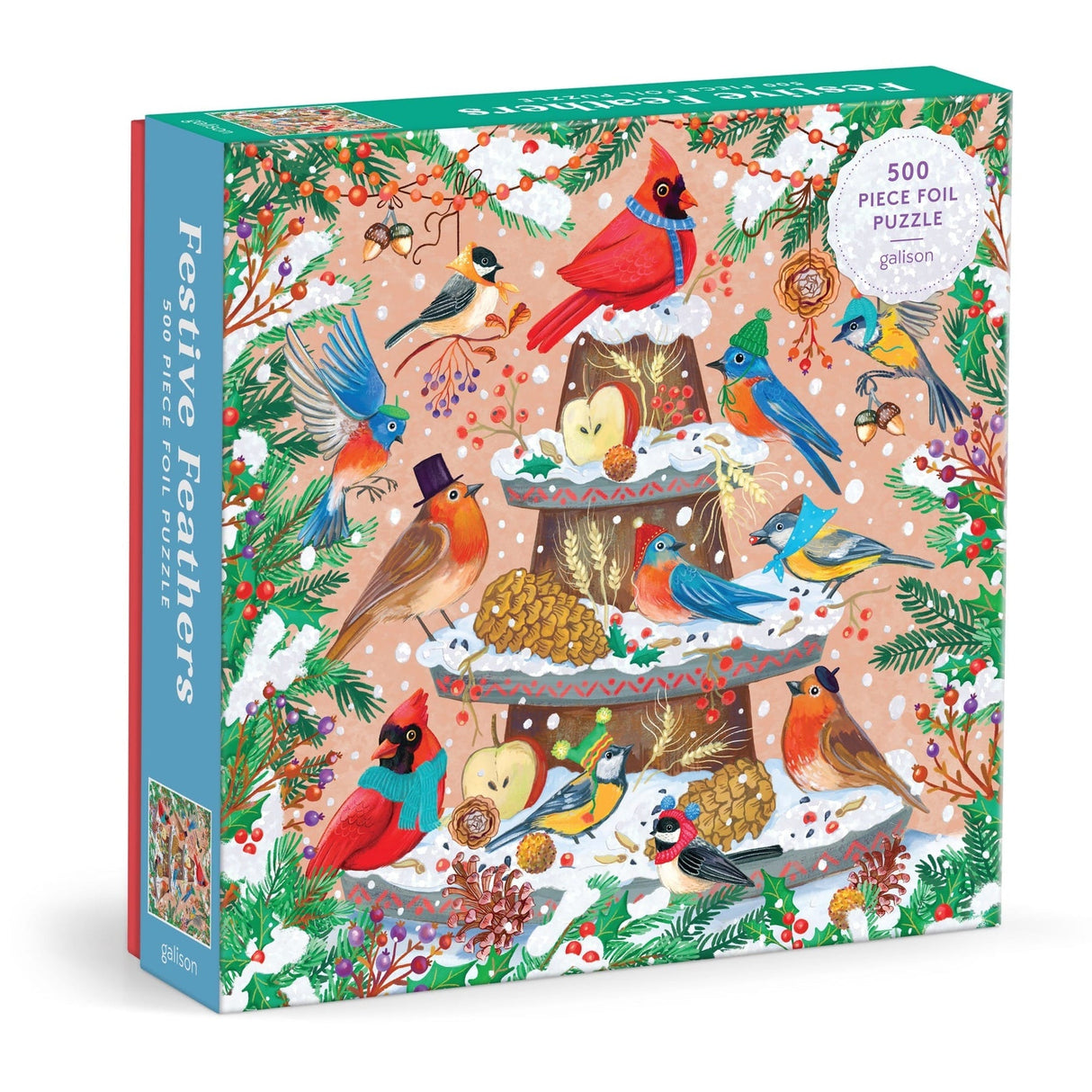Galison Festive Feathers Foil Puzzle - 500 Piece