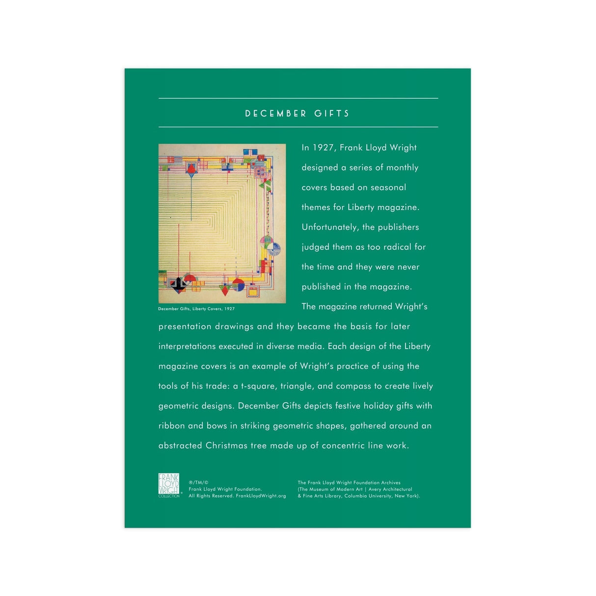 Galison Frank Lloyd Wright December Gifts Foil Puzzle - 1000 Piece