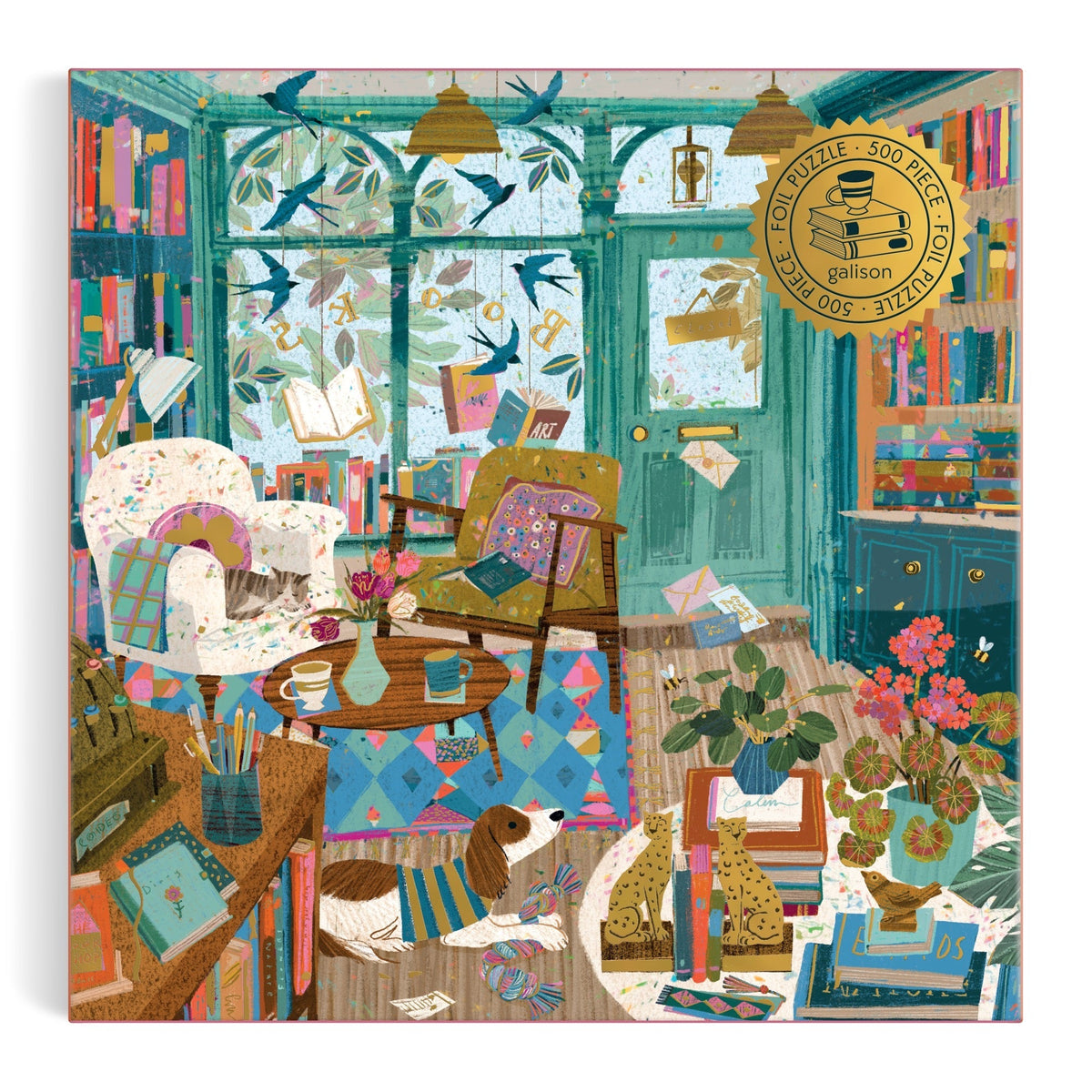 Galison Bookshop Afternoon Foil Puzzle - 500 Piece