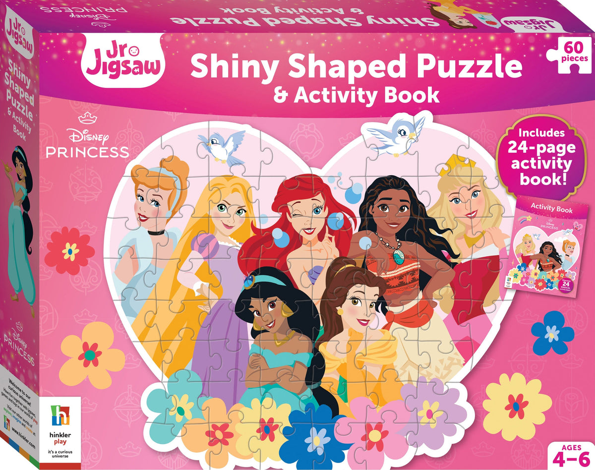 Hinkler: Disney Princess Shiny Shaped Puzzle with Book