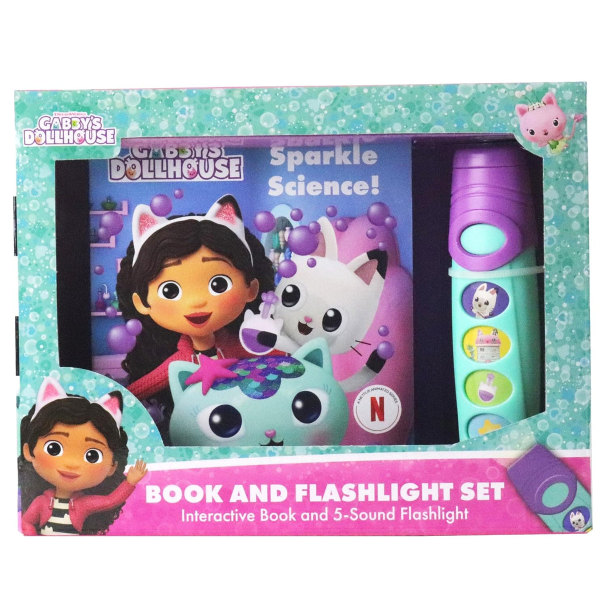 DreamWorks Gabby's Dollhouse: Sparkle Science! Book and 5-Sound Flashlight Set
