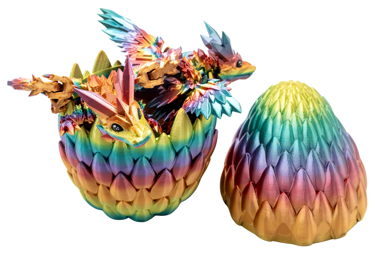 Turtle Creations: Baby Crystalwing Dragon - Rainbow / Small Baby In A Regular Egg