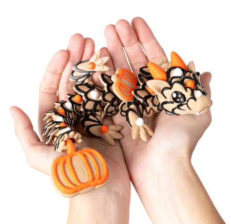 Turtle Creations: Halloween Pumpkin Cookie Dragon - Orange Pumpkin / Large in a Dragon Egg