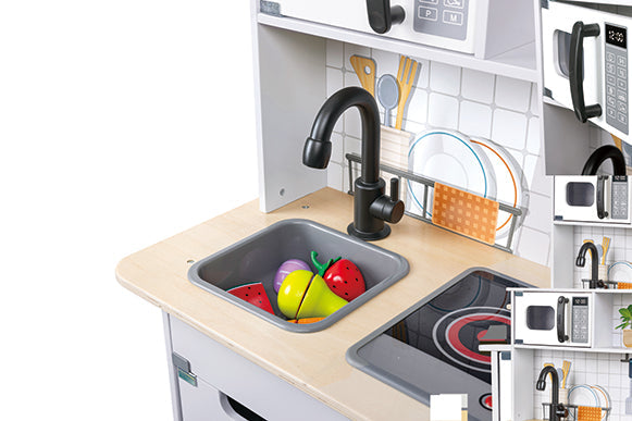 Hape: Kitchen Playset with Light & Sound (Open/Close Micro-wave Oven)