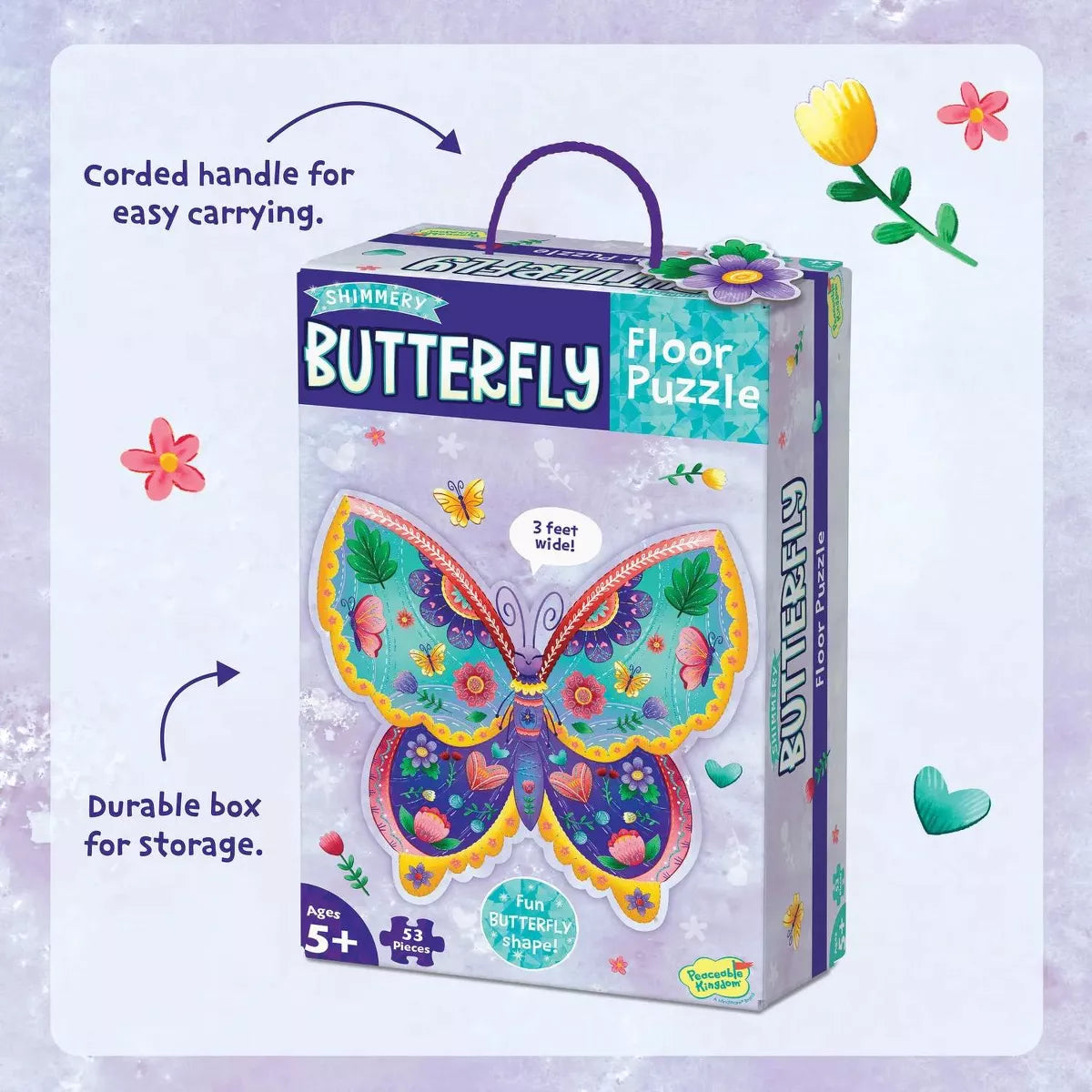 Peaceable Kingdom: Floor Puzzle Butterfly 53 Pieces