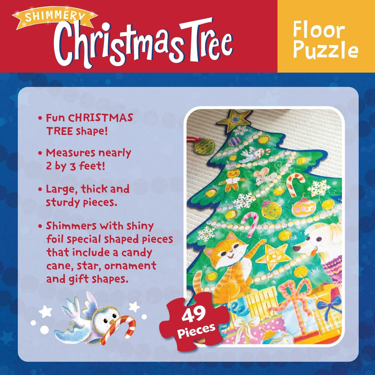 Peaceable Kingdom: Floor Puzzle Christmas Tree 49 Pieces
