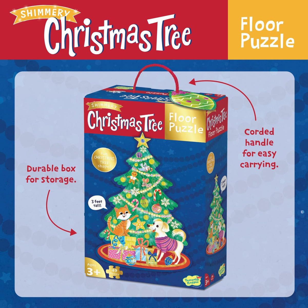 Peaceable Kingdom: Floor Puzzle Christmas Tree 49 Pieces