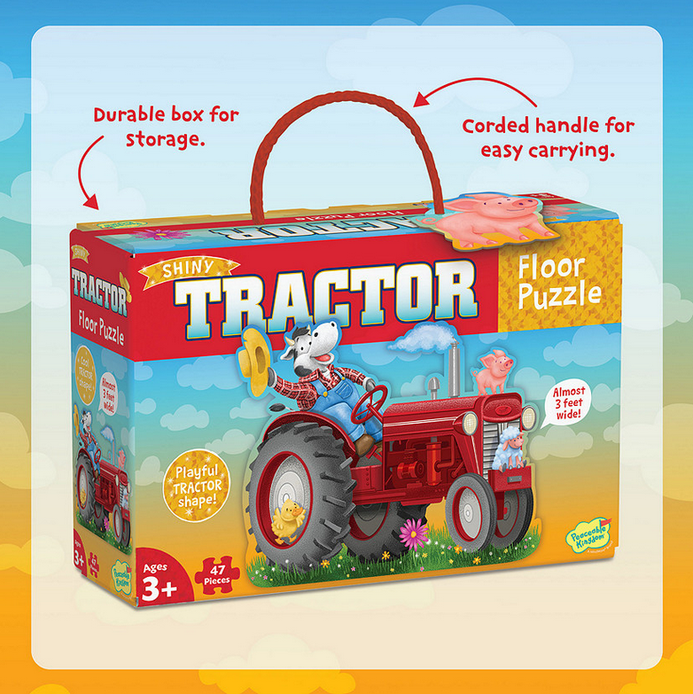 Peaceable Kingdom: Floor Puzzle Tractor 47 Pieces