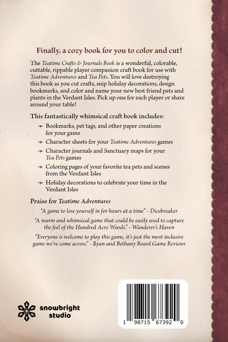 Teatime Adventures Role Playing Game Second Edition Crafts and Journals Book