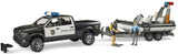 Bruder: RAM 2500 Police Pickup & Trailer with Boat & Light & Sound Module