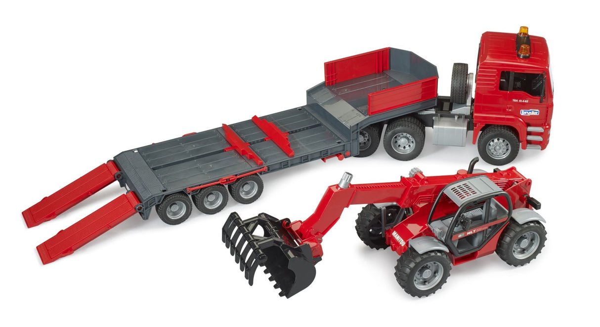 Bruder: Man Low Loader Truck With Manitou Telescopic Loader