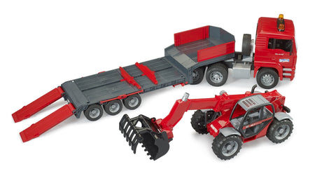 Bruder: Man Low Loader Truck With Manitou Telescopic Loader