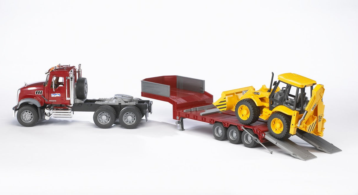 Bruder: MACK Granite Low Loader With JCB Backhoe