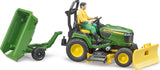Bruder: John Deere Lawn Tractor With Trailer & Gardener