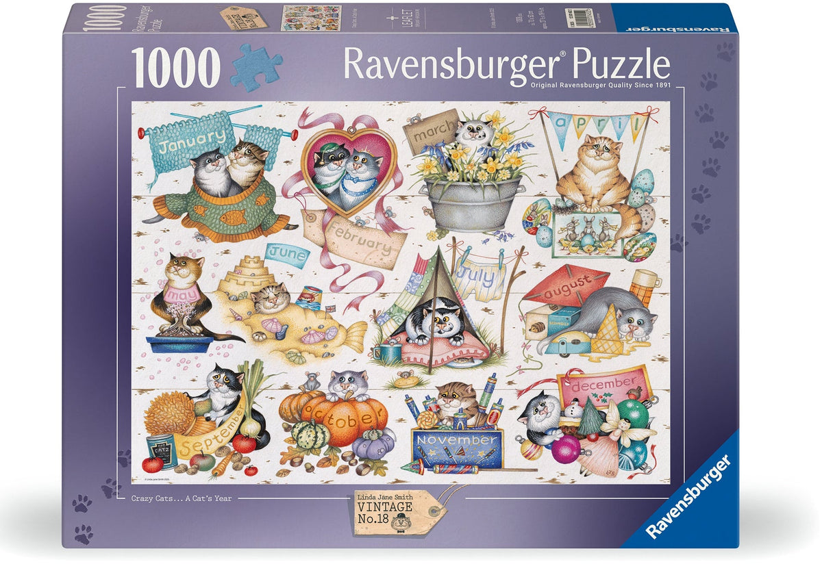 Ravensburger: Crazy Cats Cats Calendar Puzzle - 1000 Pieces