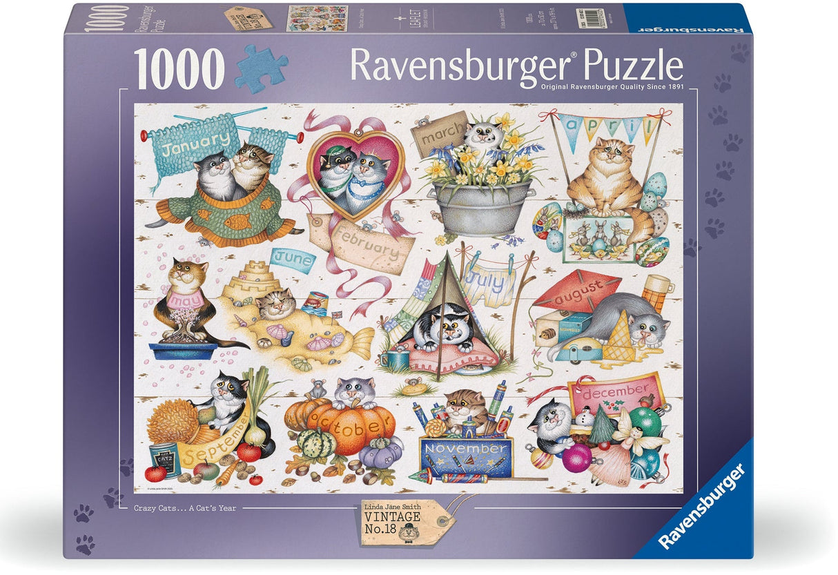 Ravensburger: Crazy Cats Cats Calendar Puzzle - 1000 Pieces