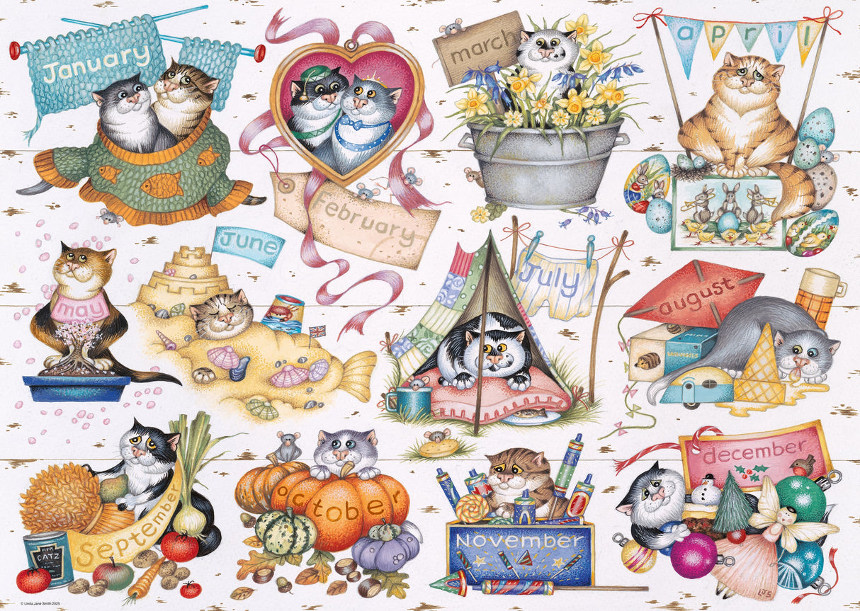 Ravensburger: Crazy Cats Cats Calendar Puzzle - 1000 Pieces
