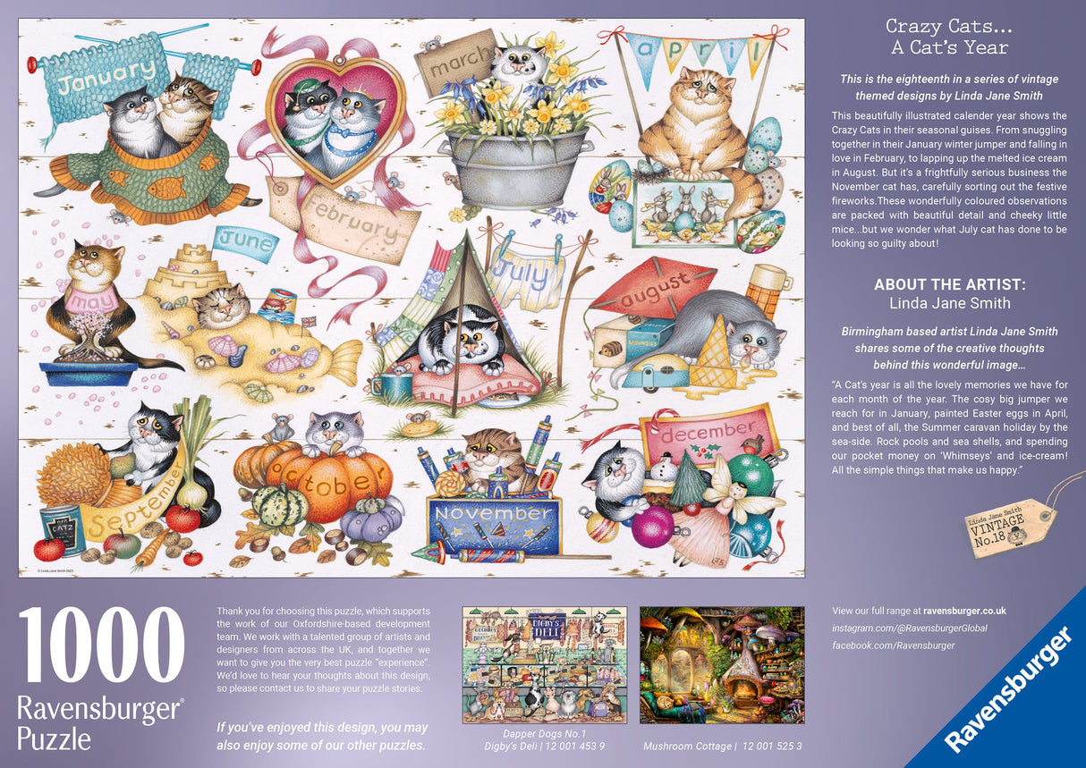 Ravensburger: Crazy Cats Cats Calendar Puzzle - 1000 Pieces