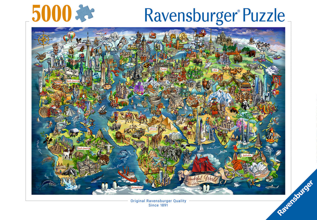 Ravensburger: Illustrated World Map Puzzle - 5000 Piece