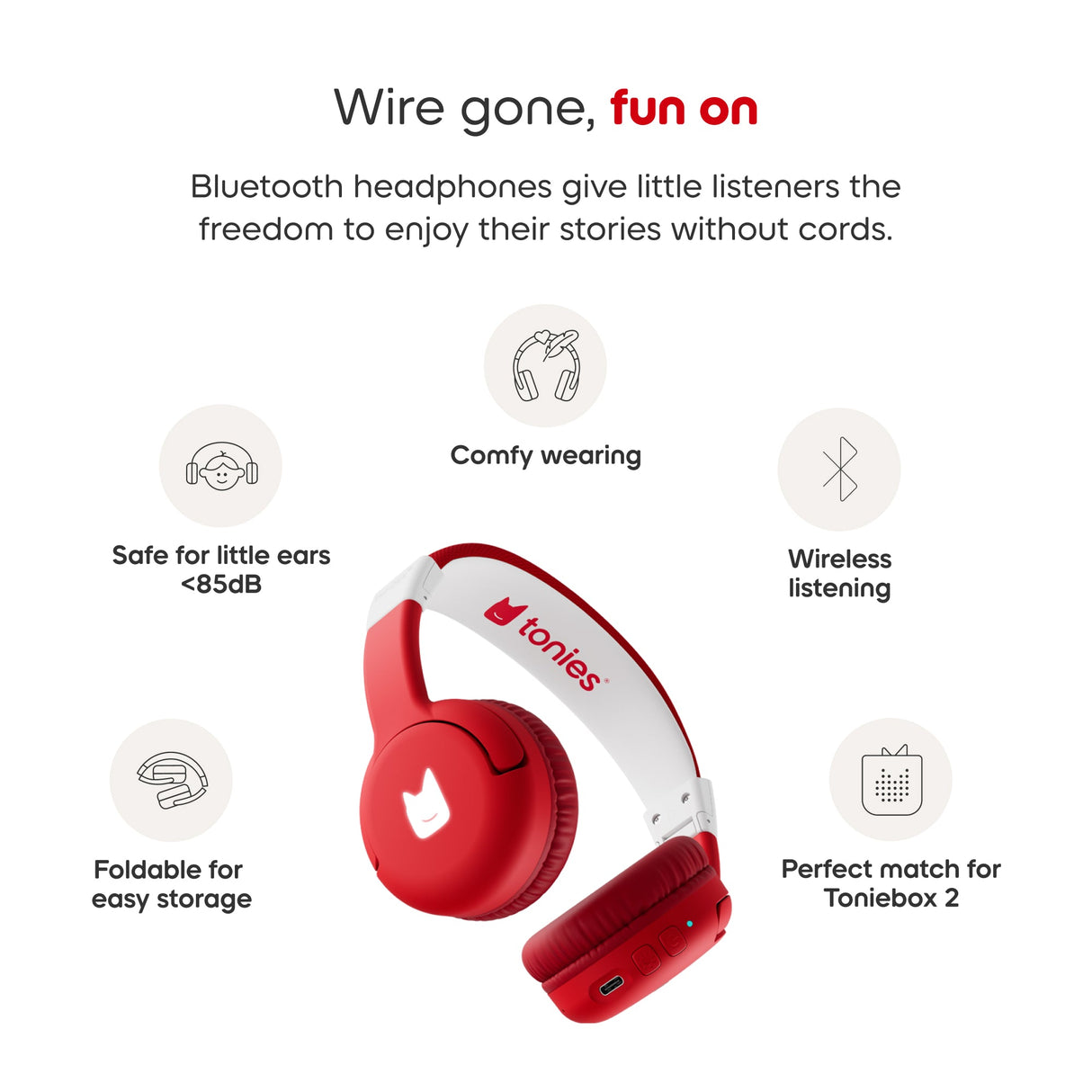 tonies: Bluetooth Headphones - Sunset Red